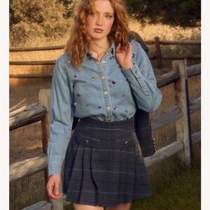 Ivy city kinley Plaid Gray Skirt small